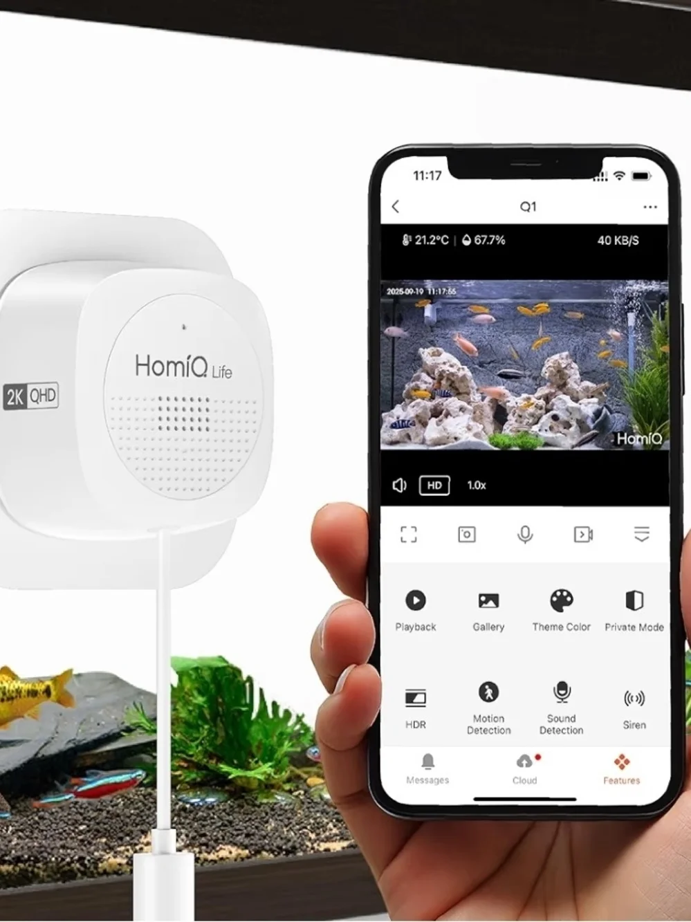 HOMIQ LIFE 3MP 2K Aquarium & Terrarium Pet Camera, Close-Focus Lens, Multi WiFi